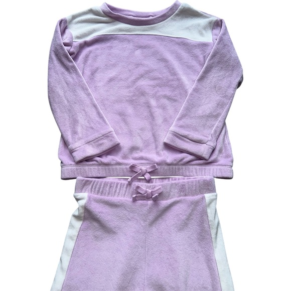 Toddler Girls Colorblock Velour 2-Piece Outfit Set - Purple size 2T - Picture 4 of 4